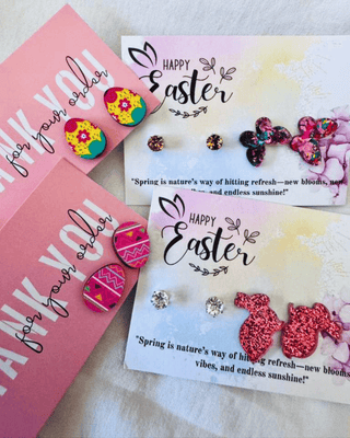 Spring Easter Sample Box- Egg Butterfly Bunny & Solitaire Studs-W