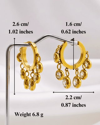 Zirconia Drop Gold Hoop Ear Hugger Earring-W