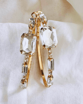 Zirconia Crystal Studded Gold Big Hoop Earring-W