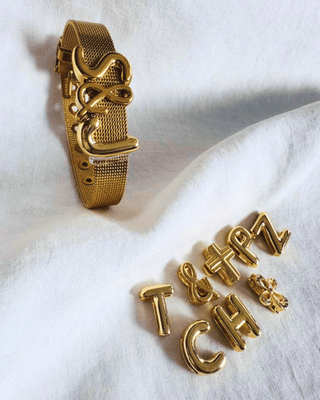 Bubble Letters Custom Initial Charm Bracelet-W