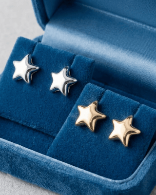 Patriotic Star Stud Hypoallergenic Earring Silver & Gold-W