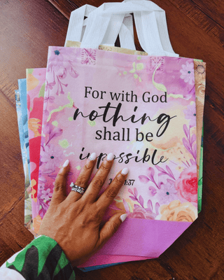 Faith Bible Scripture Floral Gift Bags-W