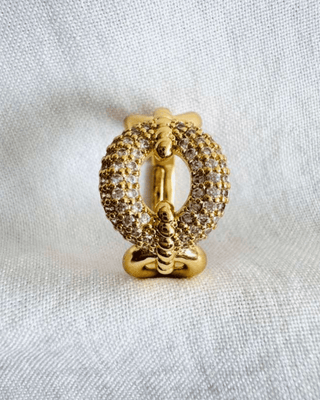 Zirconia Enamel Gold Adjustable Rings-W