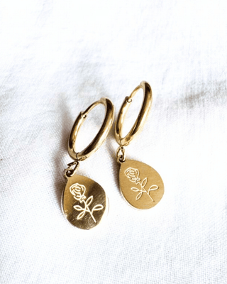 Mama Rose Chain Necklace & Hoop Earring Set Gold-W