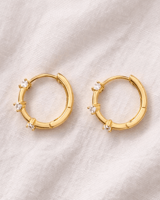 Zirconia Golden Hoop Ear Hugger Style Earring-W
