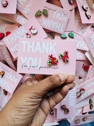 Assorted Christmas themed wooden studs-W