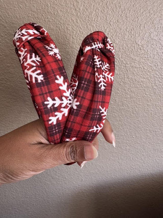 Red Plaid and Snow Flakes(Set of 2)-W