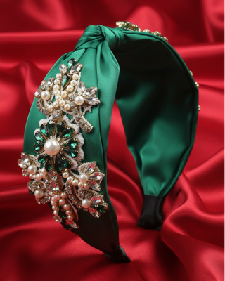Pearl & Crystal Headband(Green)-W