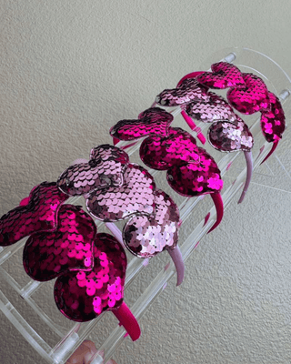 Triple Heart Sequence Headbands(Set of 2)-W