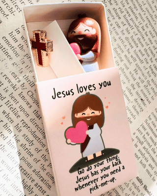 Red & Pink Cross Studs With Jesus-W
