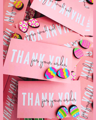 Easter Egg Assorted Wooden Studs with Thank You Card-W