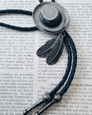 Feather Hat Rope Necklace (Blue)-W