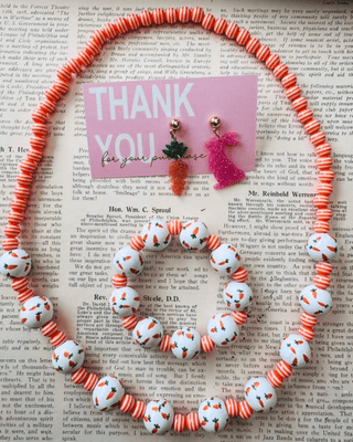 Spring Easter Carrot & Bunny Set Necklace Bracelet & Earring-W