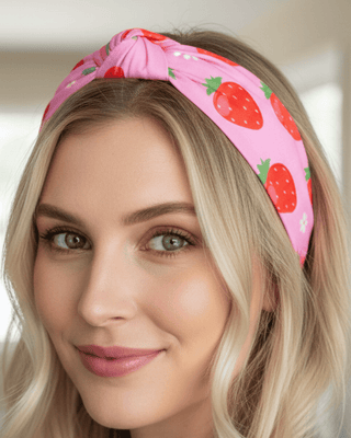 Summer Strawberry Headbands Set of 2 Pink & White-W
