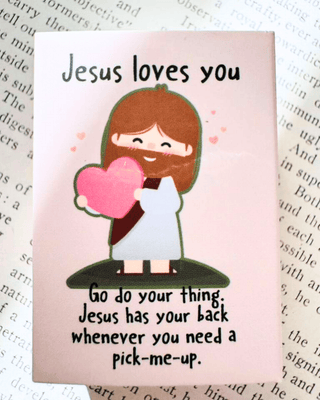 Red & Pink Cross Studs With Jesus-W