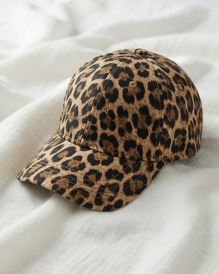 Leopard Print Curved Brim Adjustable Cap(Khaki)-W