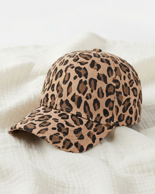 Leopard Print Curved Brim Adjustable Cap(Coffee)-W