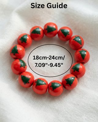 Christmas Tree Chunky Bead Wood Bracelet-W