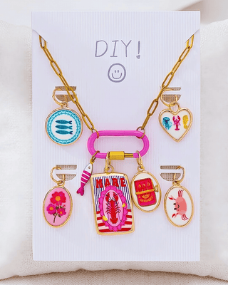 Pre-Order DIY Lobster Mare Charms Paperclip Necklace Pink-W
