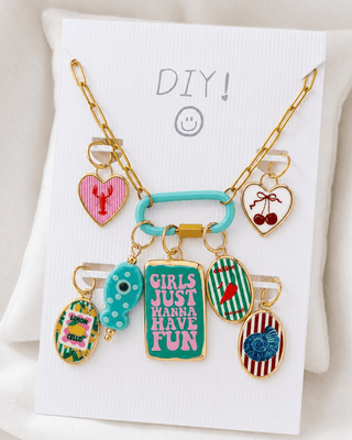 Pre-Order DIY Wanna Have Fun Charms Paperclip Necklace Cyan-W