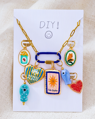 DIY Sunshine Stripe Charms Paperclip Necklace Blue-W