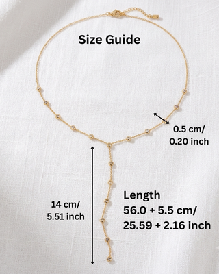18K Gold Zircon Stone Sleek Lariat Necklace-W