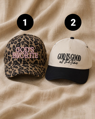 Faith God Embroidered Leopard Print Cotton Curved Brim Caps-W