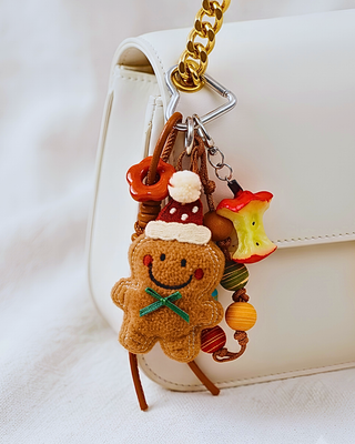 Christmas Gingerbread Man Charms Statement Bag Charm-W
