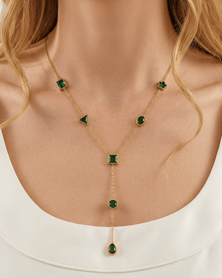 18K Gold Y-Lariat Necklace & Cuff Ring-W
