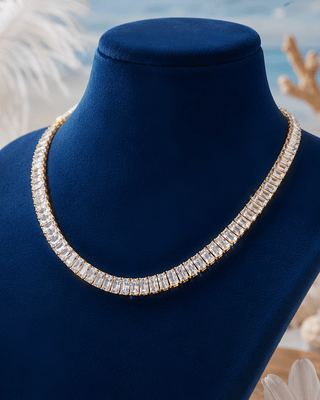 White Zircon Choker & Waterdrop Zircon Lariat Necklaces-W
