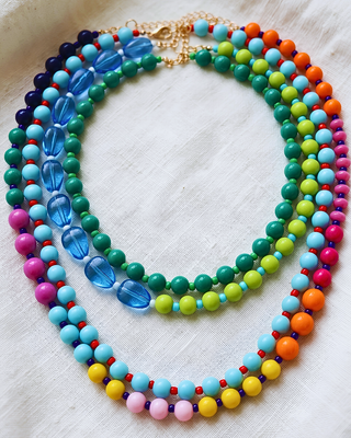 Pre-Order Multicolor 4 Layered Beaded Summer Necklace-W