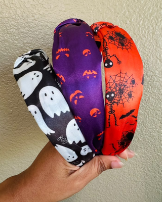Pre-Order Midnight Ghost Knotted Halloween Headbands Set of 3-W
