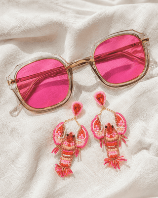 Summer Pink Sunglass & Lobster Handmade Earring Combo-W