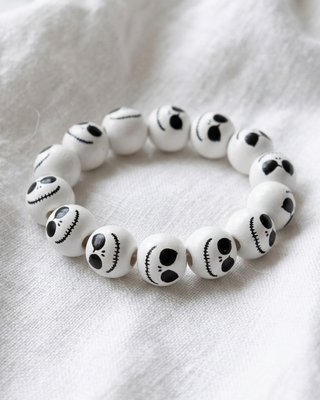 Pre-Order Halloween Ghost Face Chunky Beaded Bracelet-W