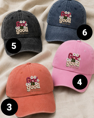 Faith God is Good Embroidered Colorful Curved Brim Cap-W