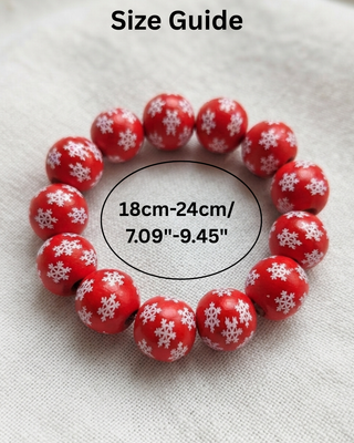 Christmas Snowflake Chunky Bead Wood Bracelet-W