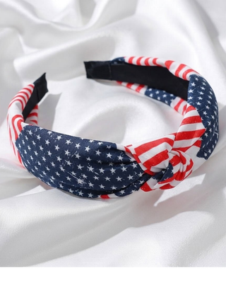 Patriotic Rhinestone Knotted Headband Set of 2-W