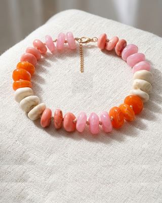 Light Fall Multicolor Chunky Resin Beaded Necklace-W