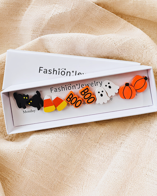 Pre-Order Orange Boo Box Stud Earring Set-W