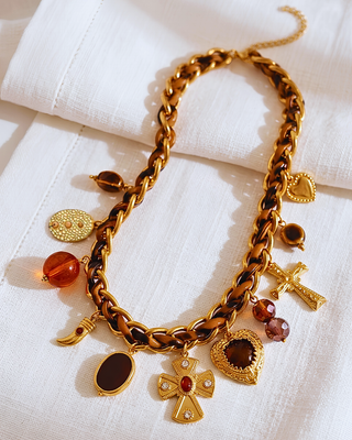 Faith Amber Statement Charm Chain Fall Necklace-W
