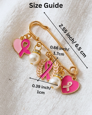 Pink & Pearl Charm Breast Cancer Awareness Brooch-W