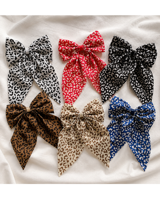 Pre-Order Fall Leopard Print Bow Hair Clips Set of 6-W