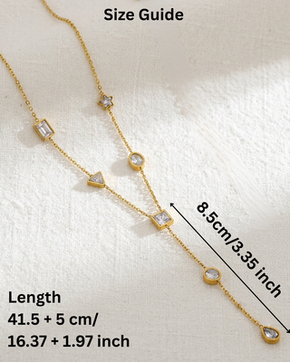 Zircon Inlay 18K Gold Y-Lariat Necklace White-W