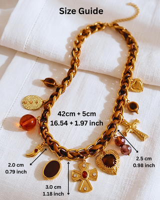 Faith Amber Statement Charm Chain Fall Necklace-W
