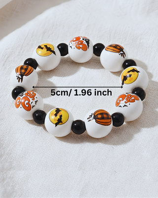 Pre-Order Halloween Pumpkin Bats Chunky Bead Bracelet-W