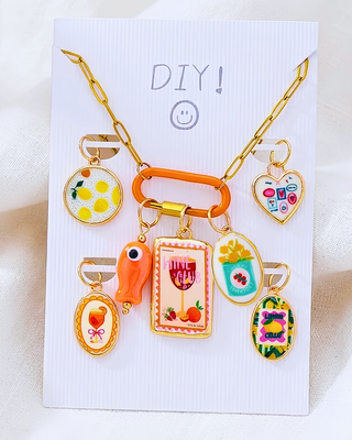 DIY Wine Club Charms Paperclip Necklace Orange-W