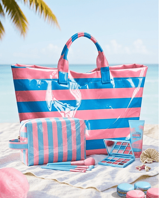 Paloma Blue & Pink Stripe Waterproof Beach Bags-W