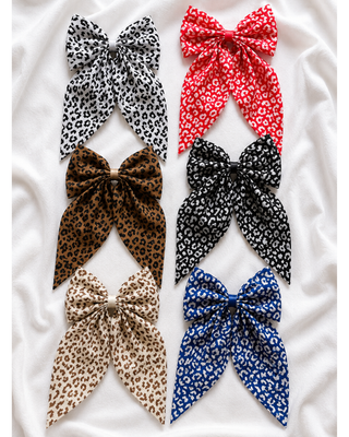 Pre-Order Fall Leopard Print Bow Hair Clips Set of 6-W