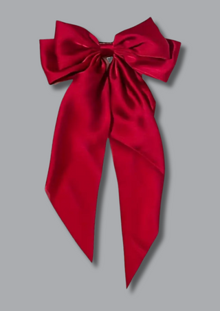 Satin Bow Hair Clip(Red)-W
