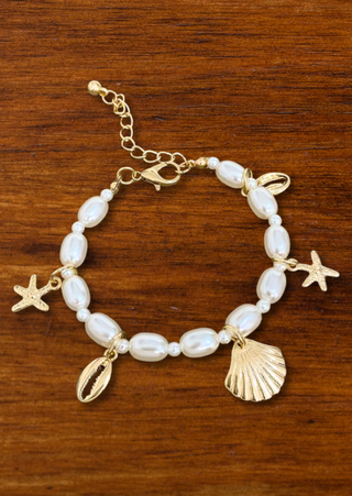 Boho Pearl & Shell Bracelet-W